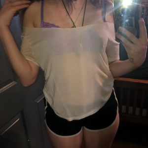 Off shoulder white top